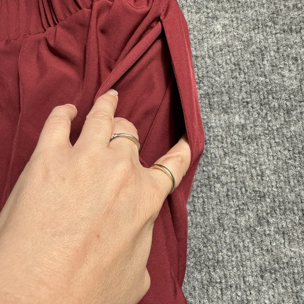 Womens Rust Red Cropped Wide Leg Pants Elastic Waist Pull On Casual Trousers 4X